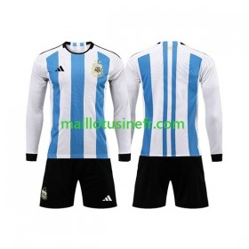 Maillot de Foot Argentine 3 Stars Domicile Coupe du monde 2022 Manches Longues - Enfant